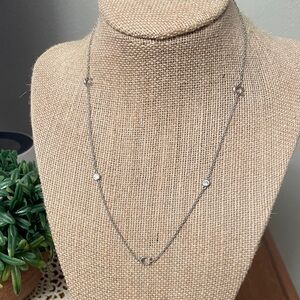 COACH Signature C Sparkle Station Necklace Silver Tone with Crystals 18”L